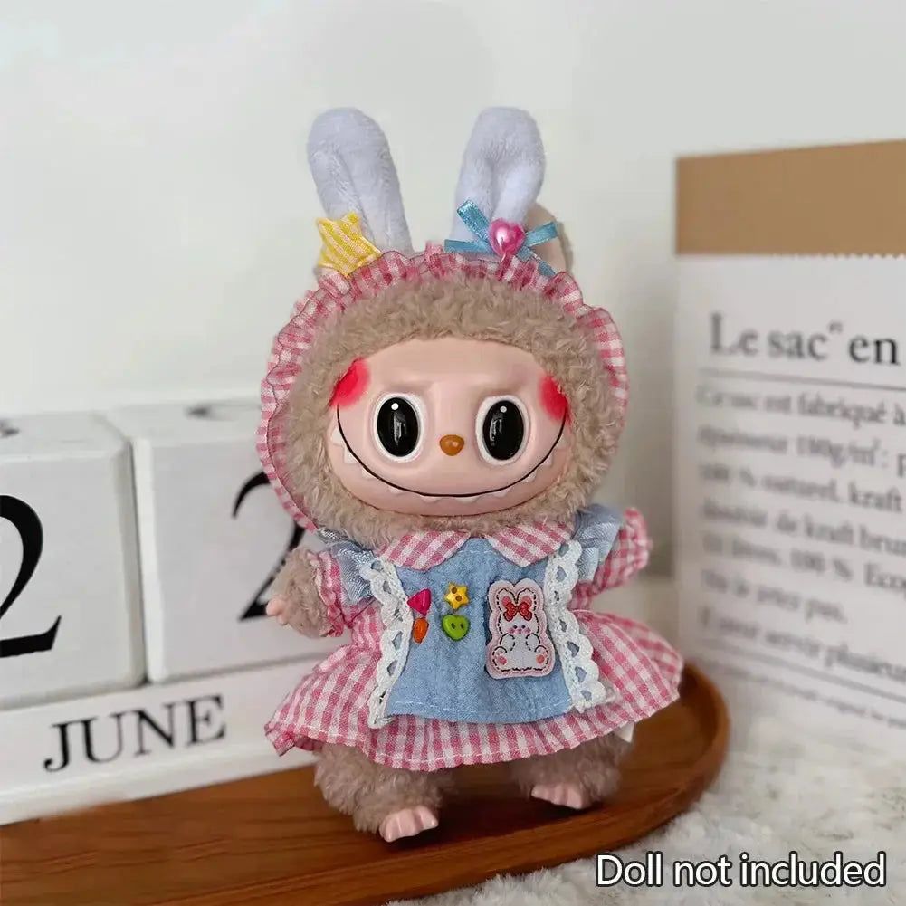 Ropa para Muñeco Labubu 17cm - Hoodies con Combinación de Colores Accesorios Adorables - 04 / no doll