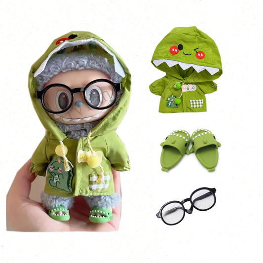 Ropa y Accesorios para Muñeco Labubu Idol V1 V2 17cm - Set de Impermeable Verde y Amarillo con Sombrero Labubu Shop