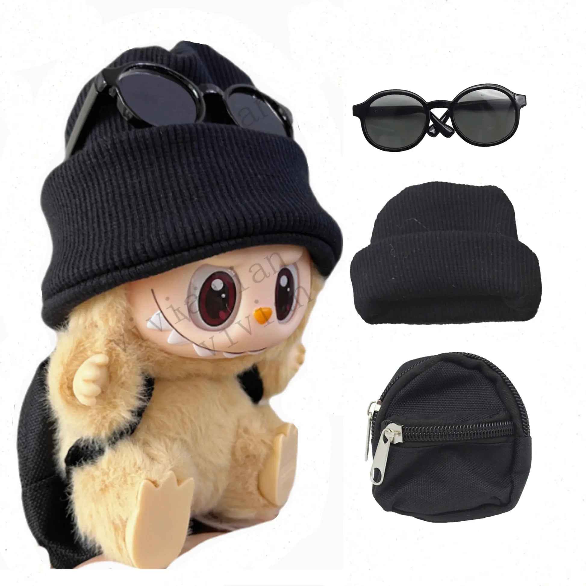 Mini Ropa y Accesorios para Labubu 10cm – Mochila 1/6, Gafas, Sombrero | Ropa para Muñeca de Algodón Kpop Idol Labubu-shop